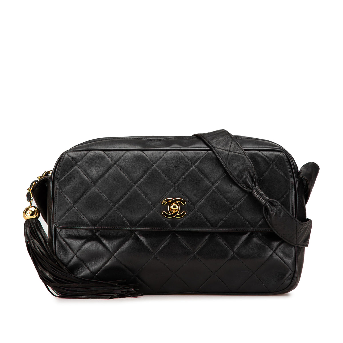 CC Quilted Lambskin Tassel Crossbody