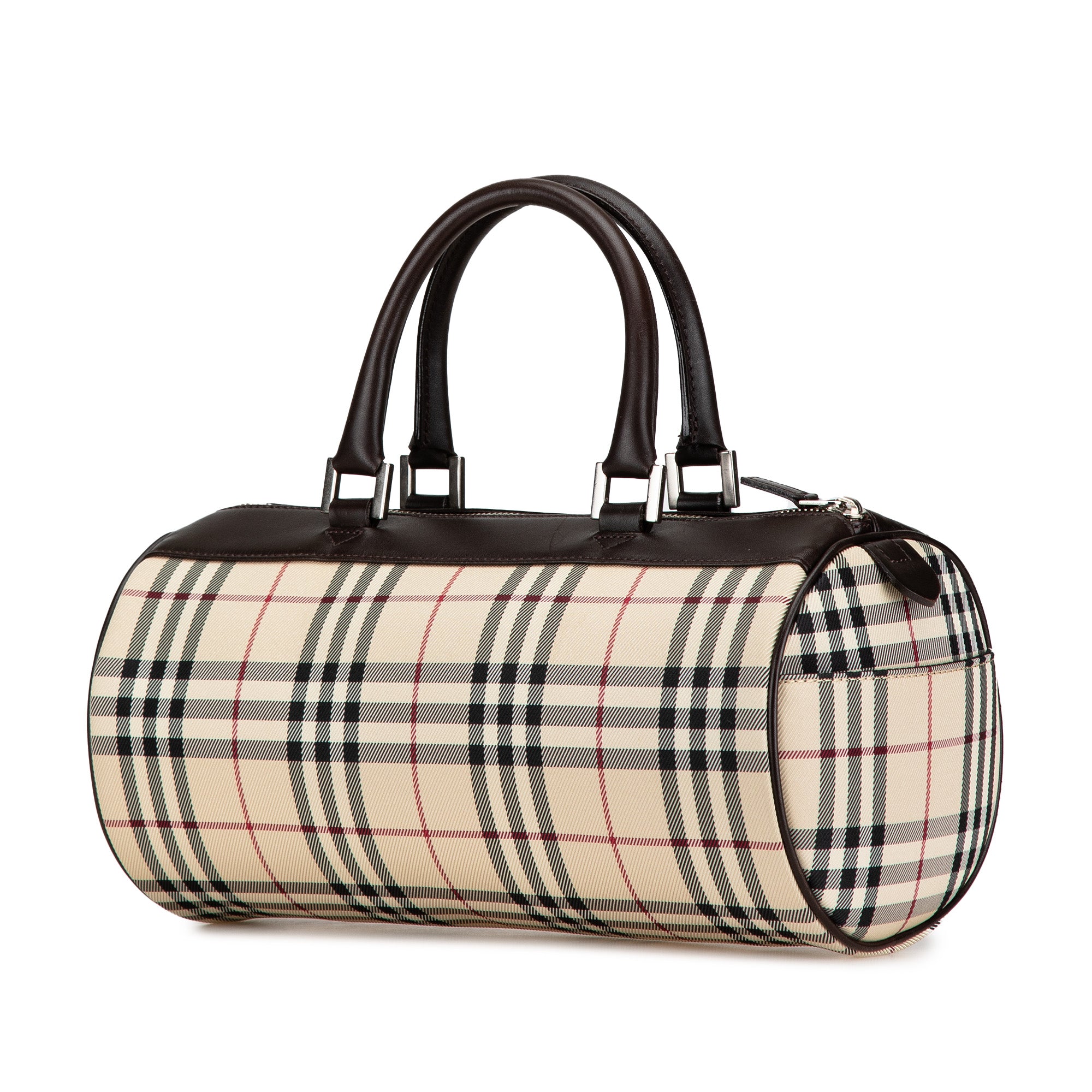 House Check Canvas Barrel Handbag