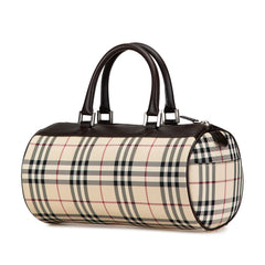 House Check Canvas Barrel Handbag