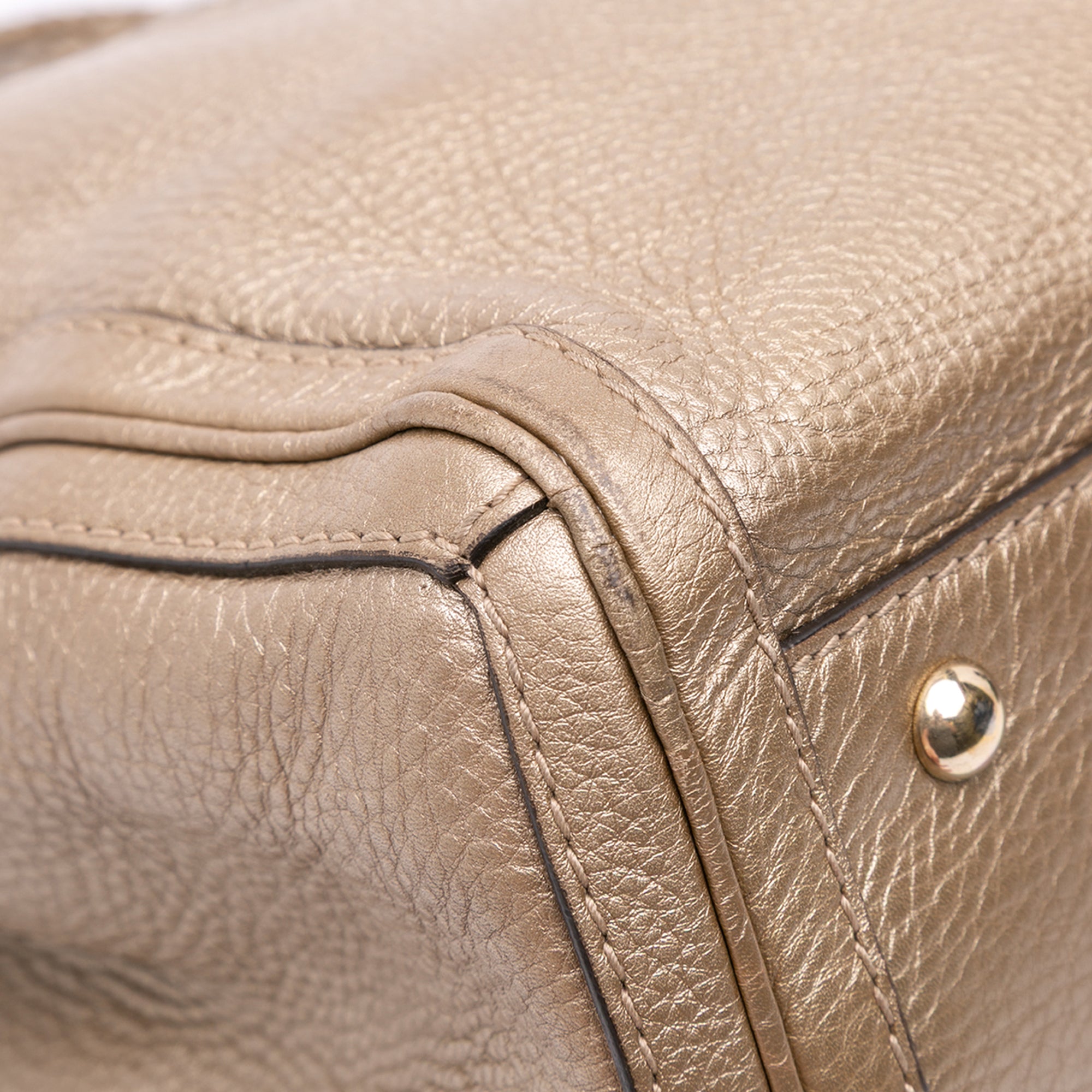 Metallic Grained Leather Bella Tote