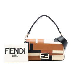 Leather Geometric Baguette Satchel