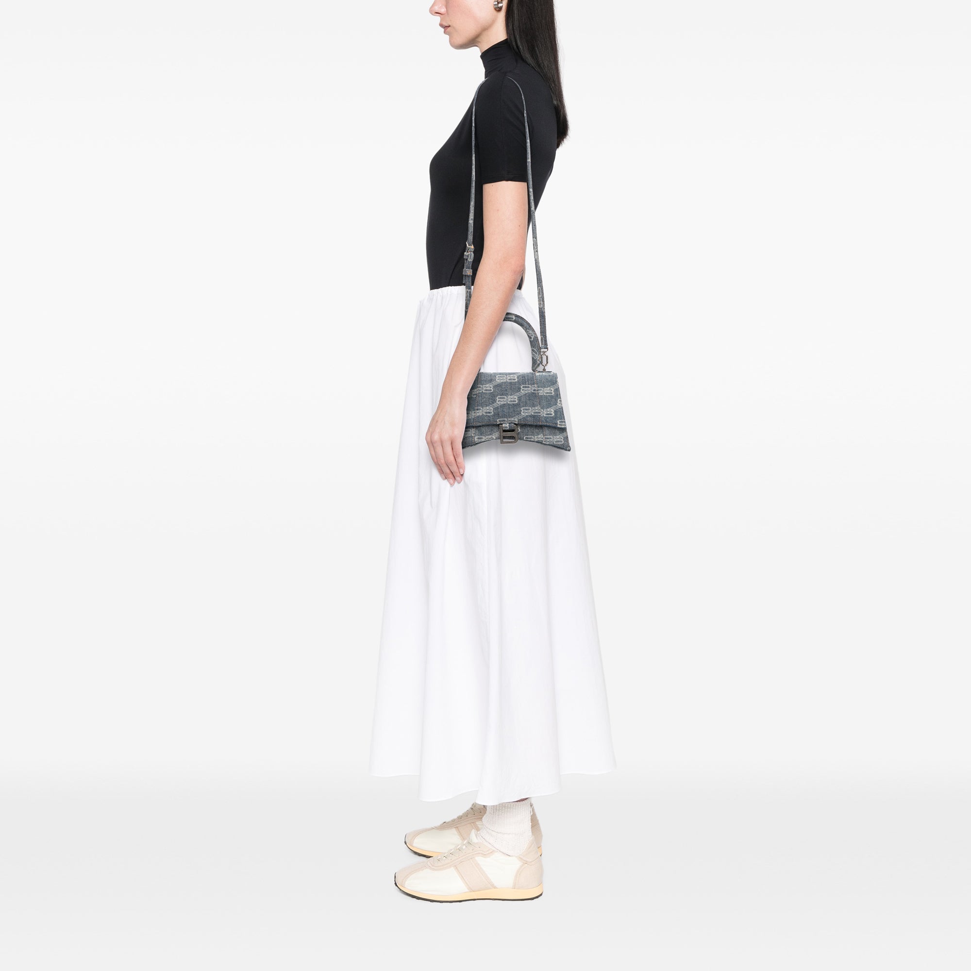 Small BB Monogram Denim Hourglass Top Handle Bag