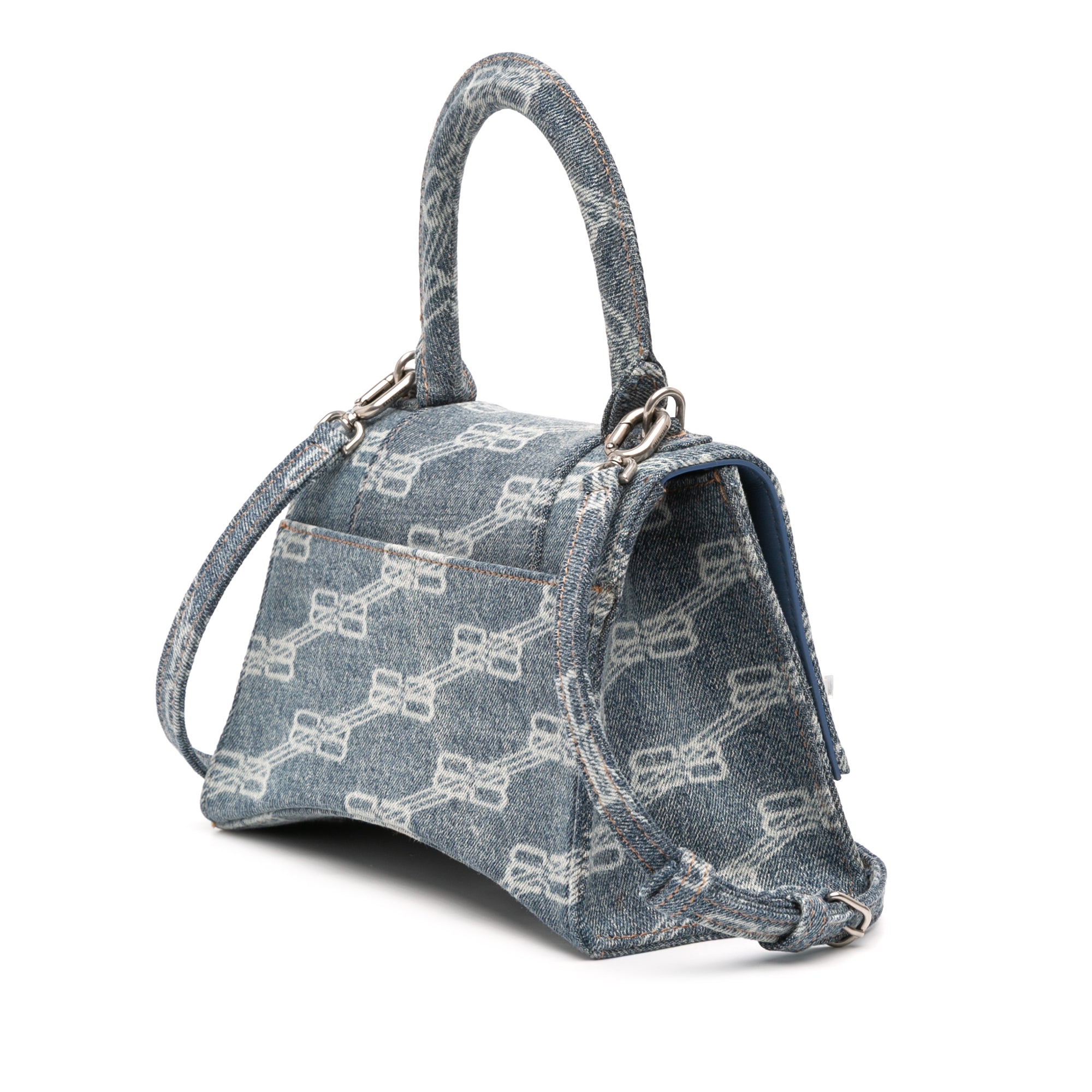 Small BB Monogram Denim Hourglass Top Handle Bag