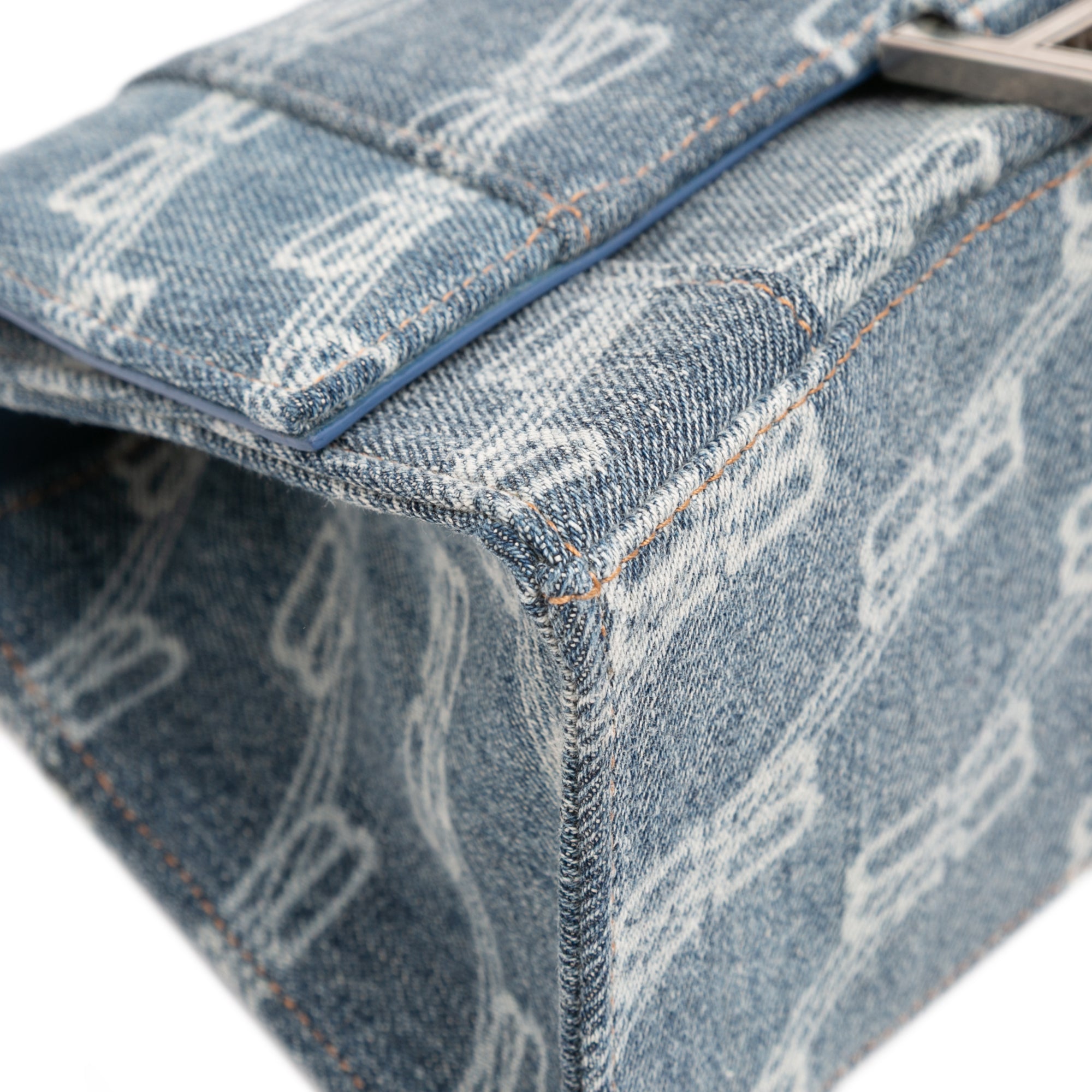 Small BB Monogram Denim Hourglass Top Handle Bag