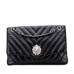 Jumbo Chevron Lambskin Leo Lion Flap