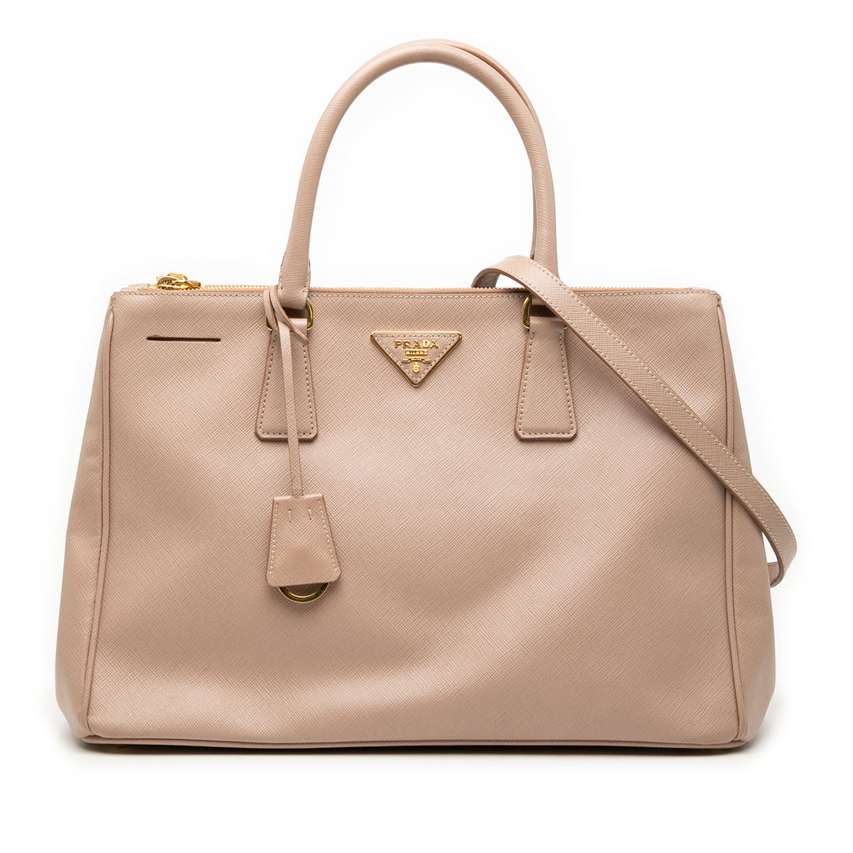 Medium Saffiano Lux Galleria Double Zip Satchel