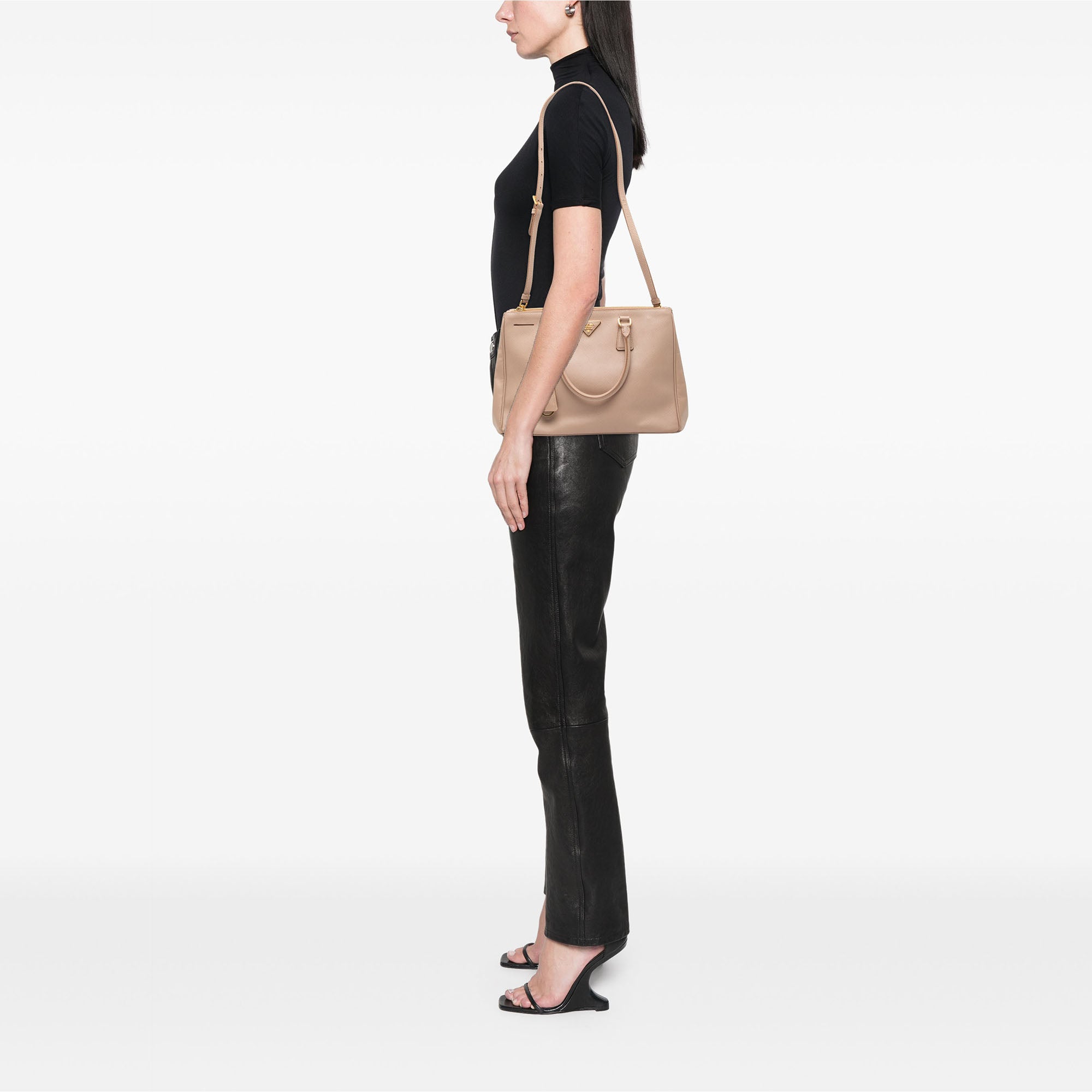 Medium Saffiano Lux Galleria Double Zip Satchel