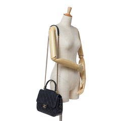 Medium Quilted Glazed Calfskin Gold Bar Top Handle Flap