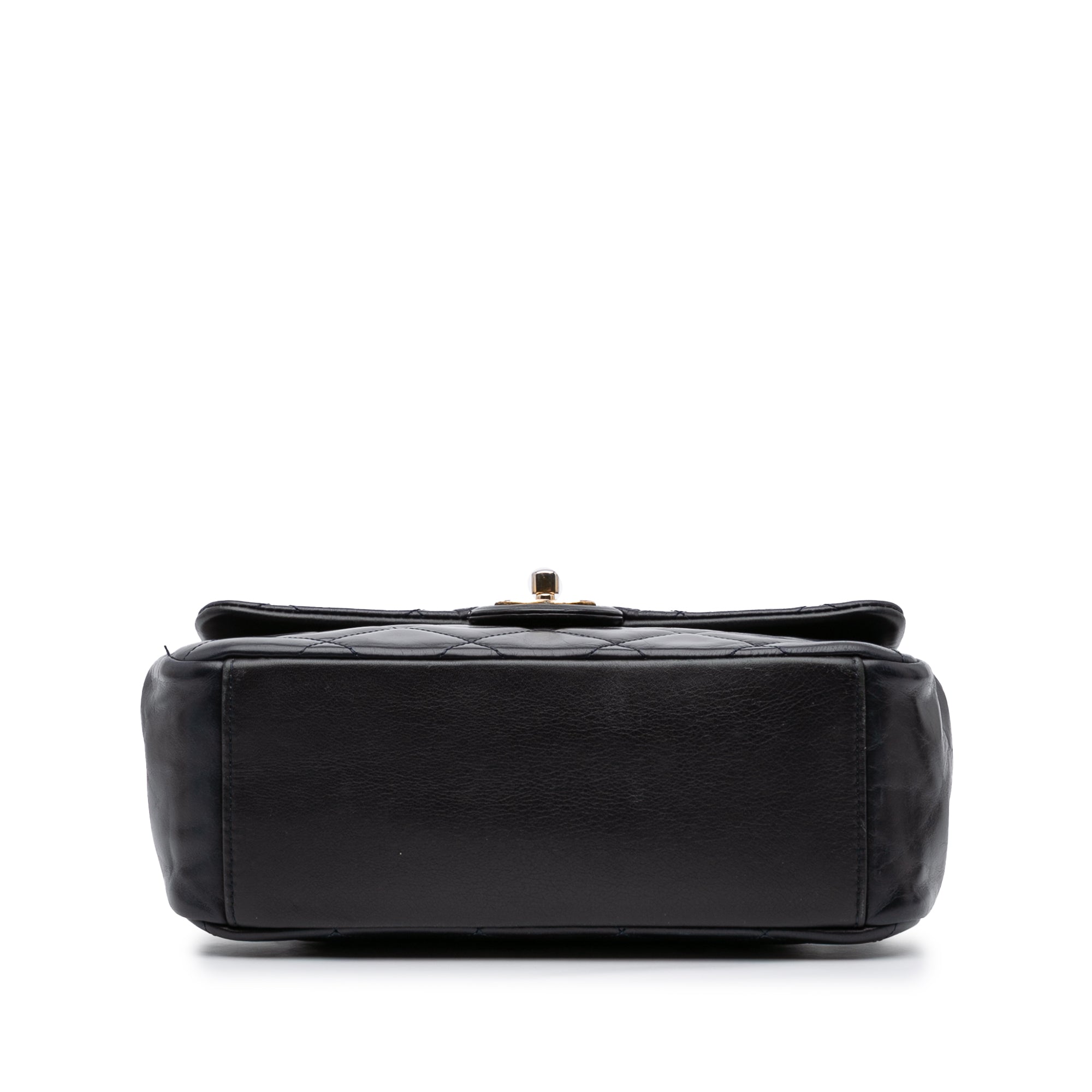 Medium Quilted Glazed Calfskin Gold Bar Top Handle Flap