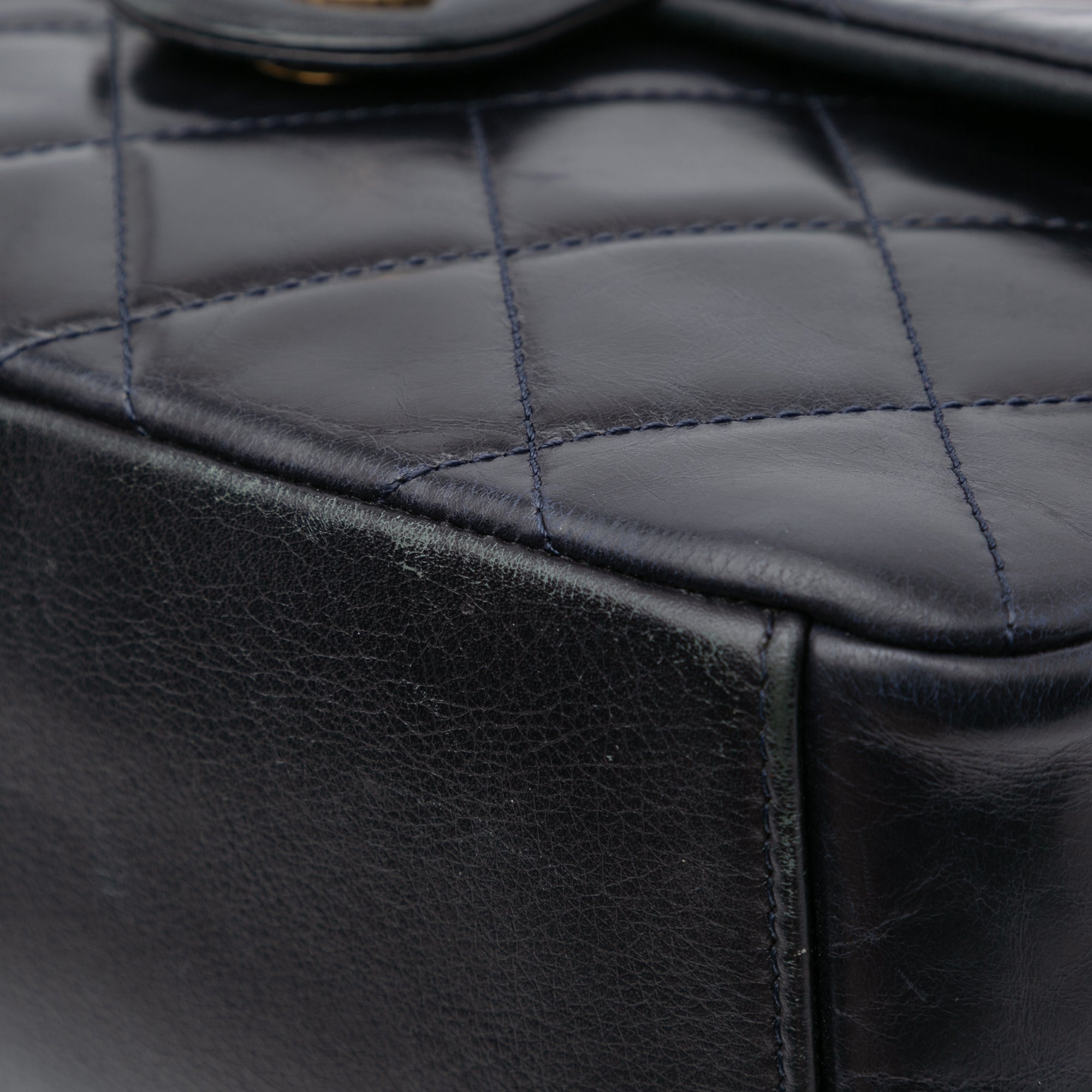Medium Quilted Glazed Calfskin Gold Bar Top Handle Flap