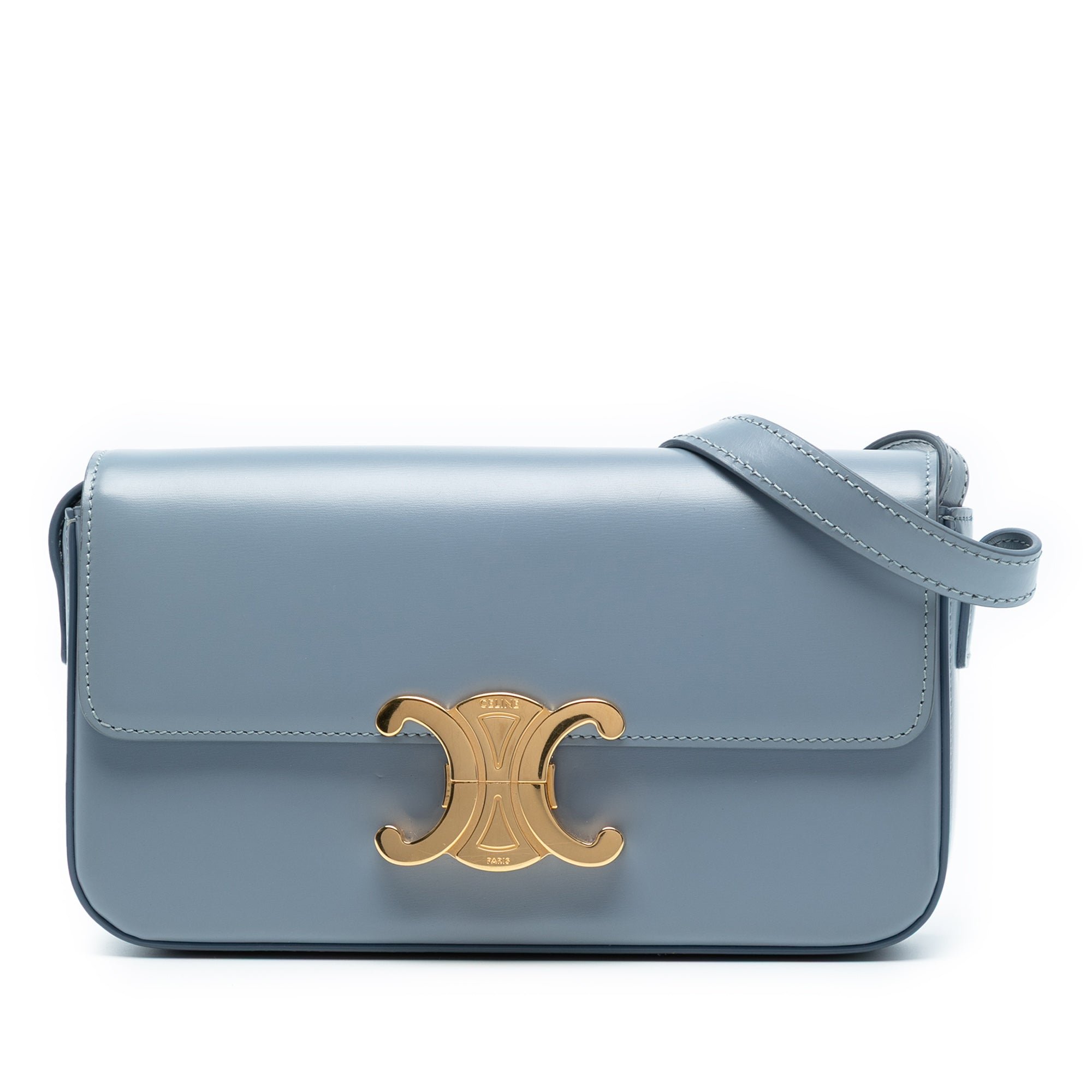 Shiny Calfskin Triomphe Claude Shoulder Bag