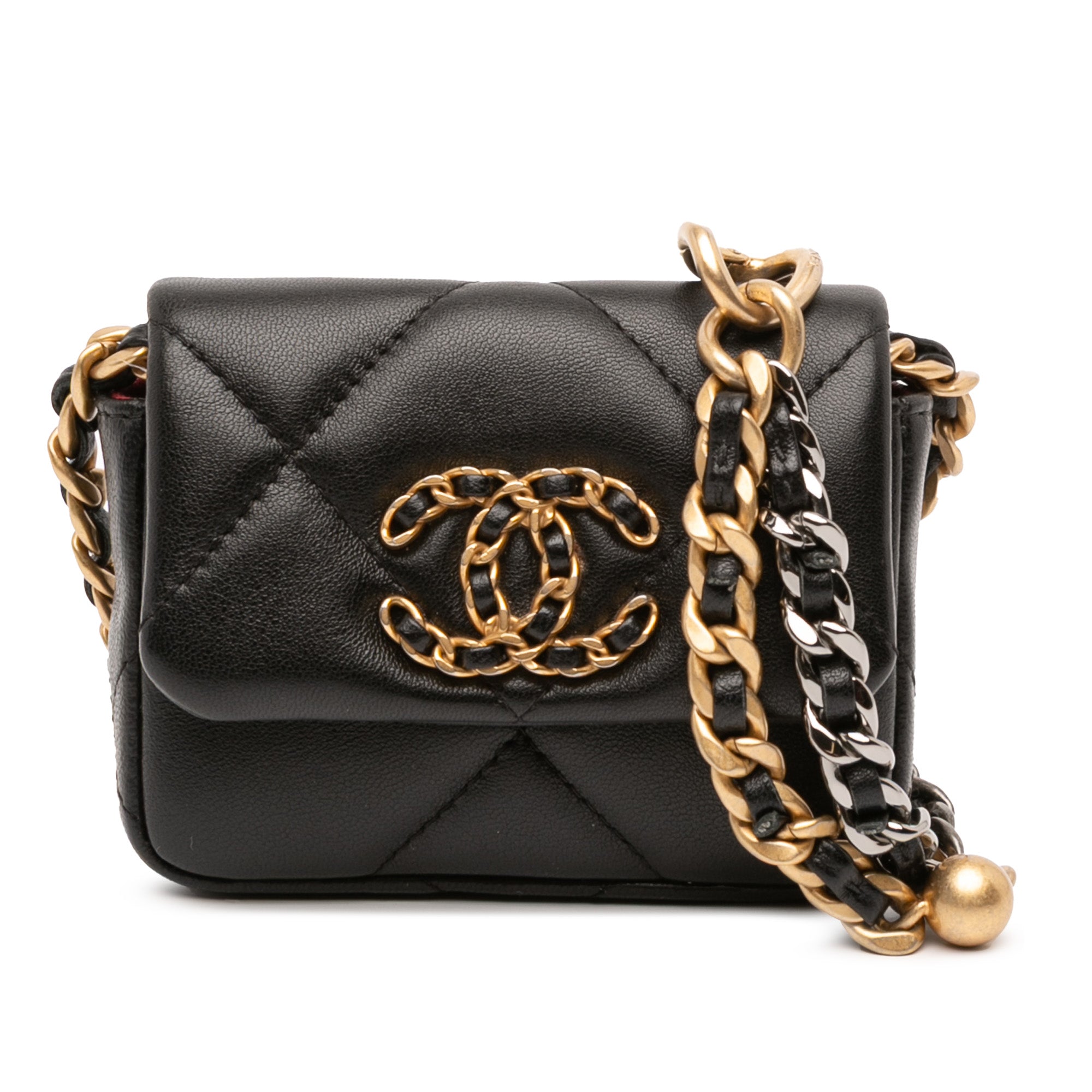 Lambskin 19 Flap Coin Purse With Chain