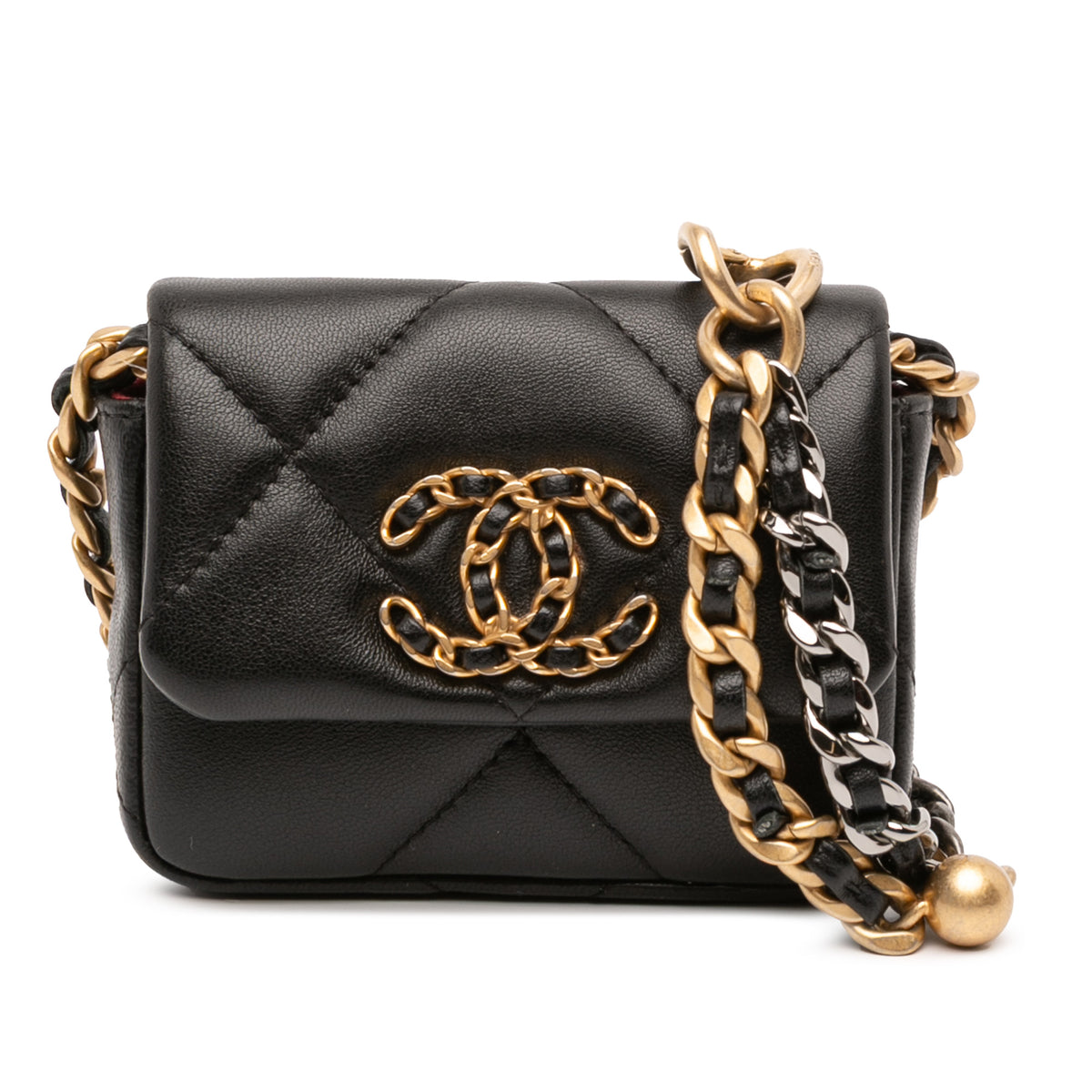 Lambskin 19 Flap Coin Purse With Chain