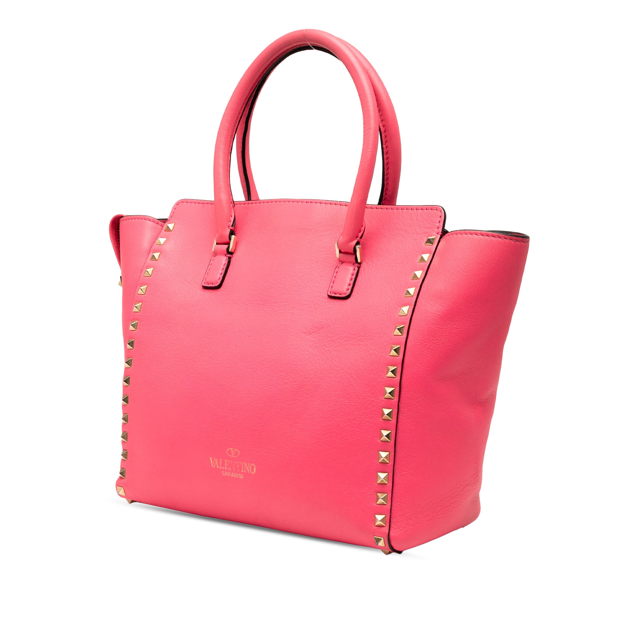 Medium Leather Rockstud Double Handle Tote