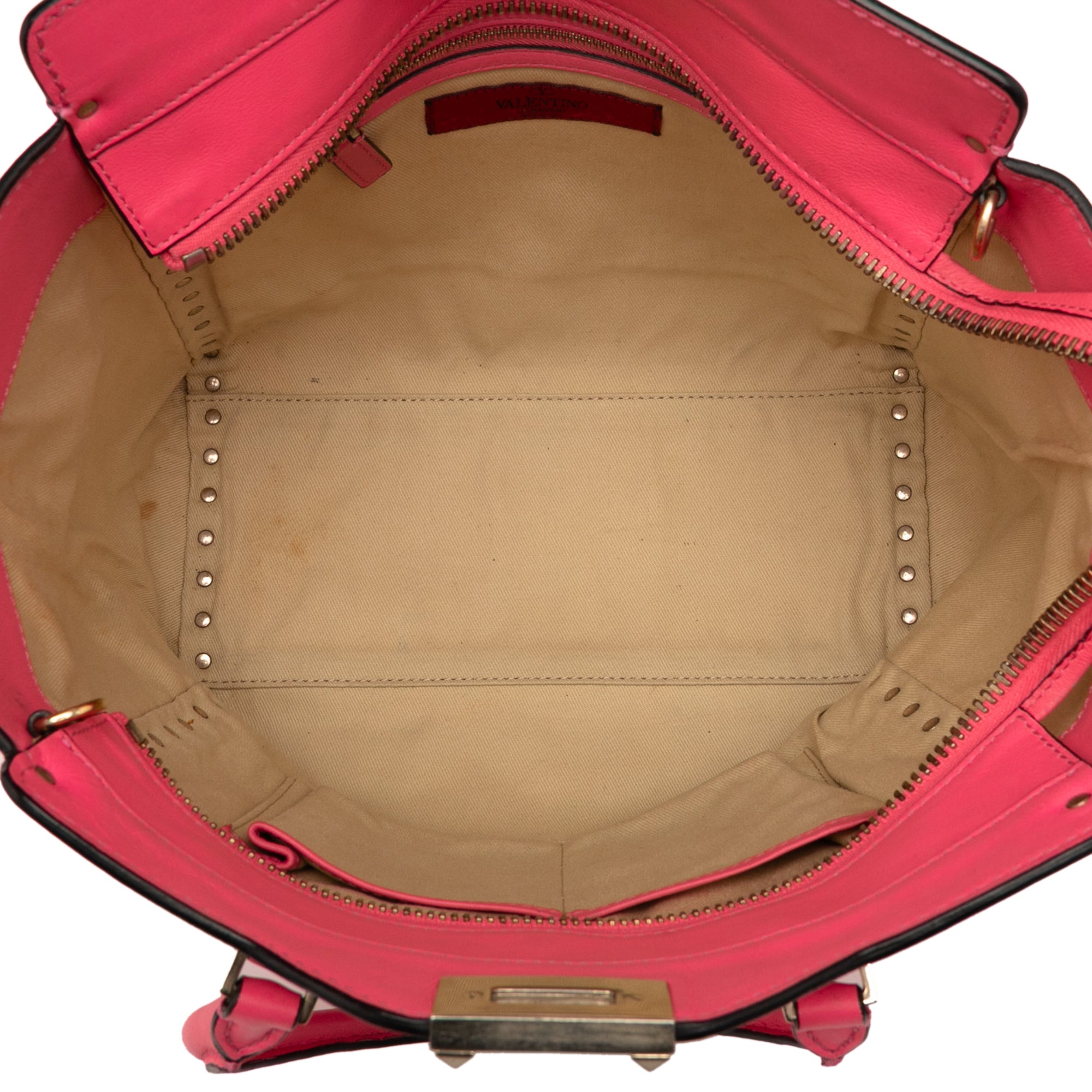 Medium Leather Rockstud Double Handle Tote