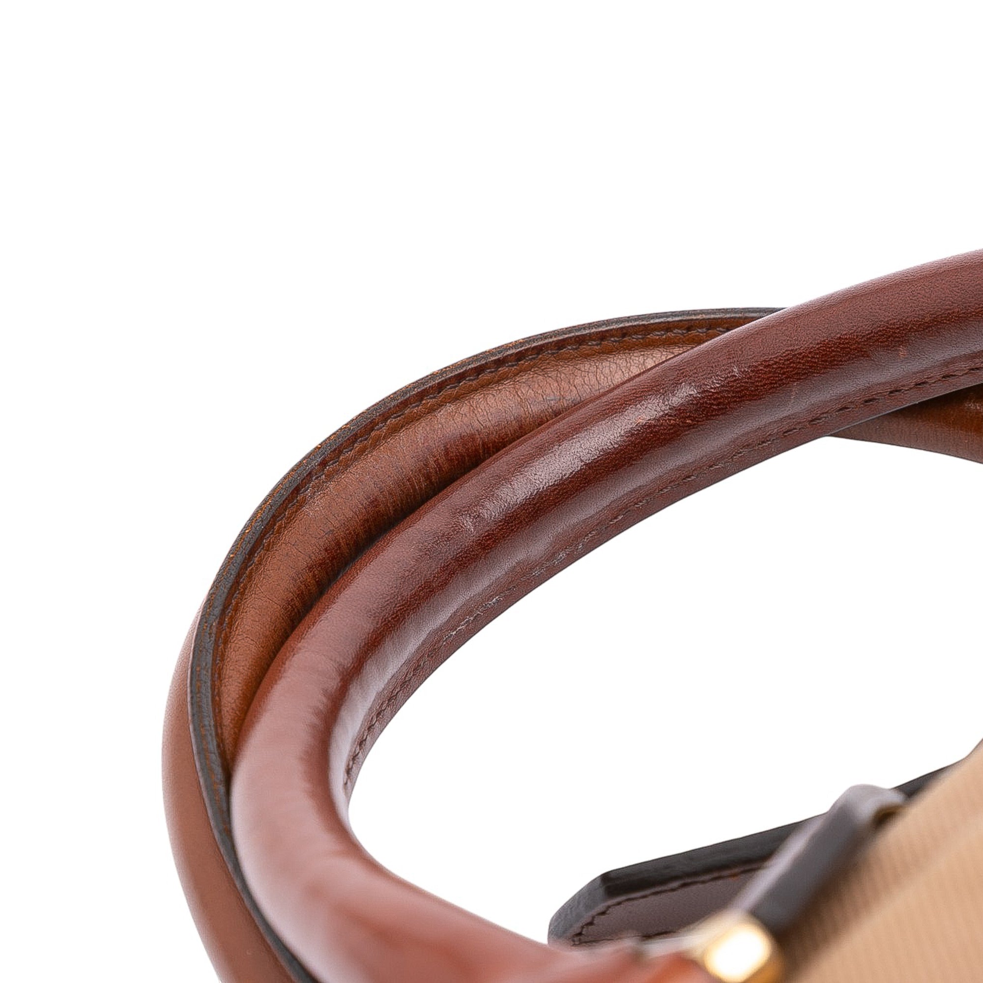 Small Leather Trimmed House Check Canvas Bridle Orchard Satchel