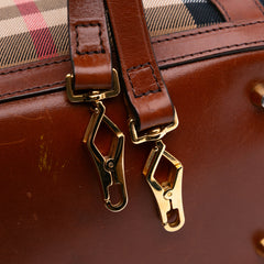 Small Leather Trimmed House Check Canvas Bridle Orchard Satchel