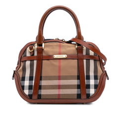 Small Leather Trimmed House Check Canvas Bridle Orchard Satchel