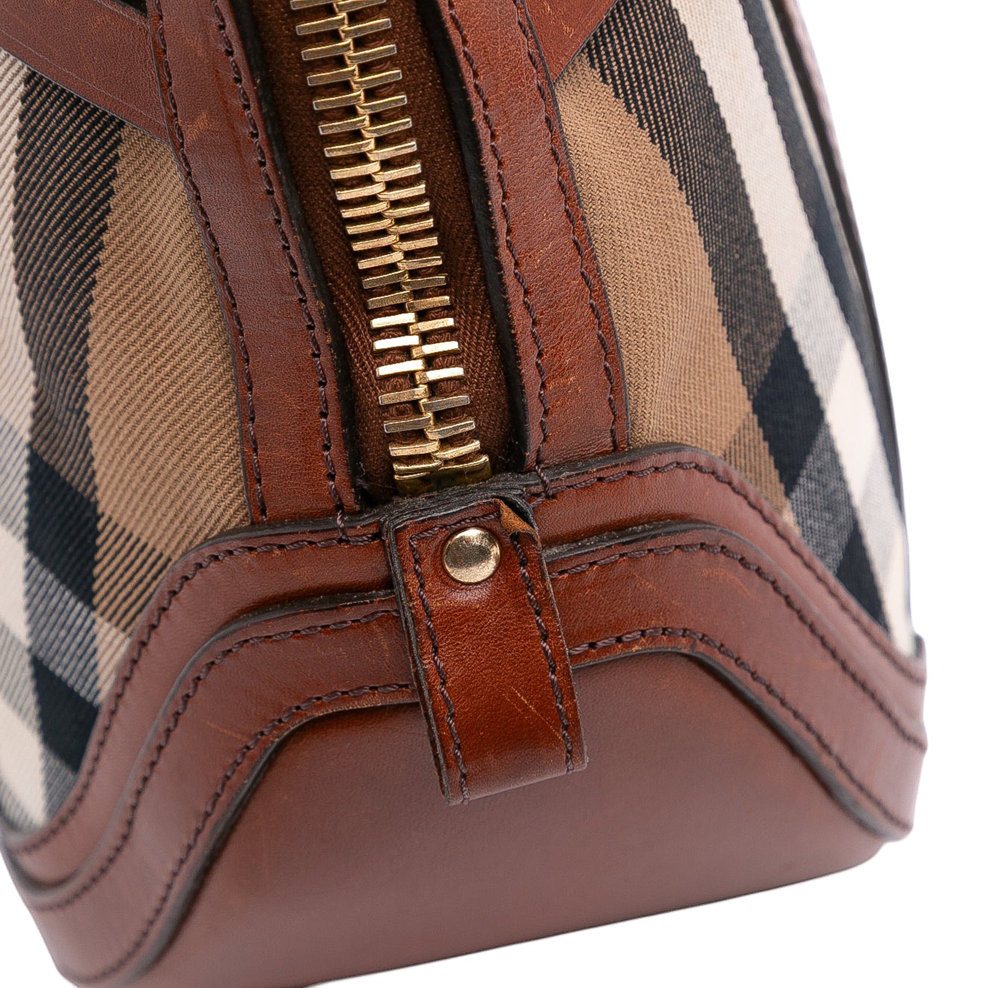 Small Leather Trimmed House Check Canvas Bridle Orchard Satchel