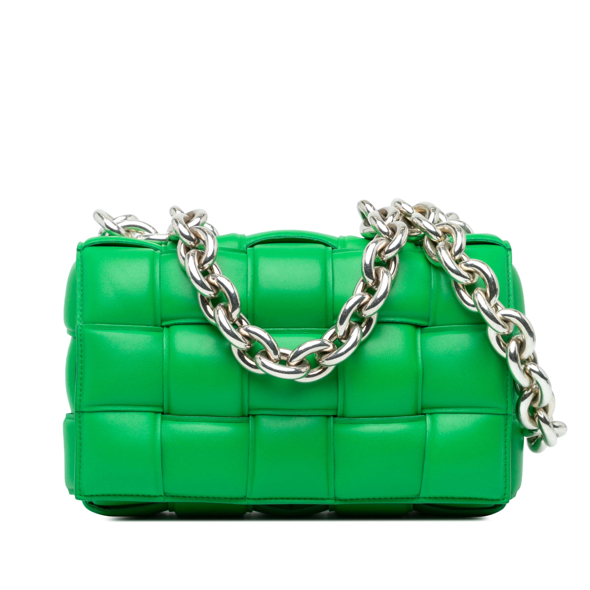 Lambskin Intrecciato Padded Chain Cassette Satchel