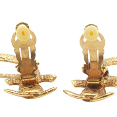 CC Gold Plated Teardrop Dangle Hoop Clip On Earrings