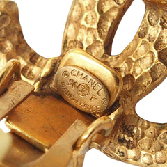 CC Gold Plated Teardrop Dangle Hoop Clip On Earrings