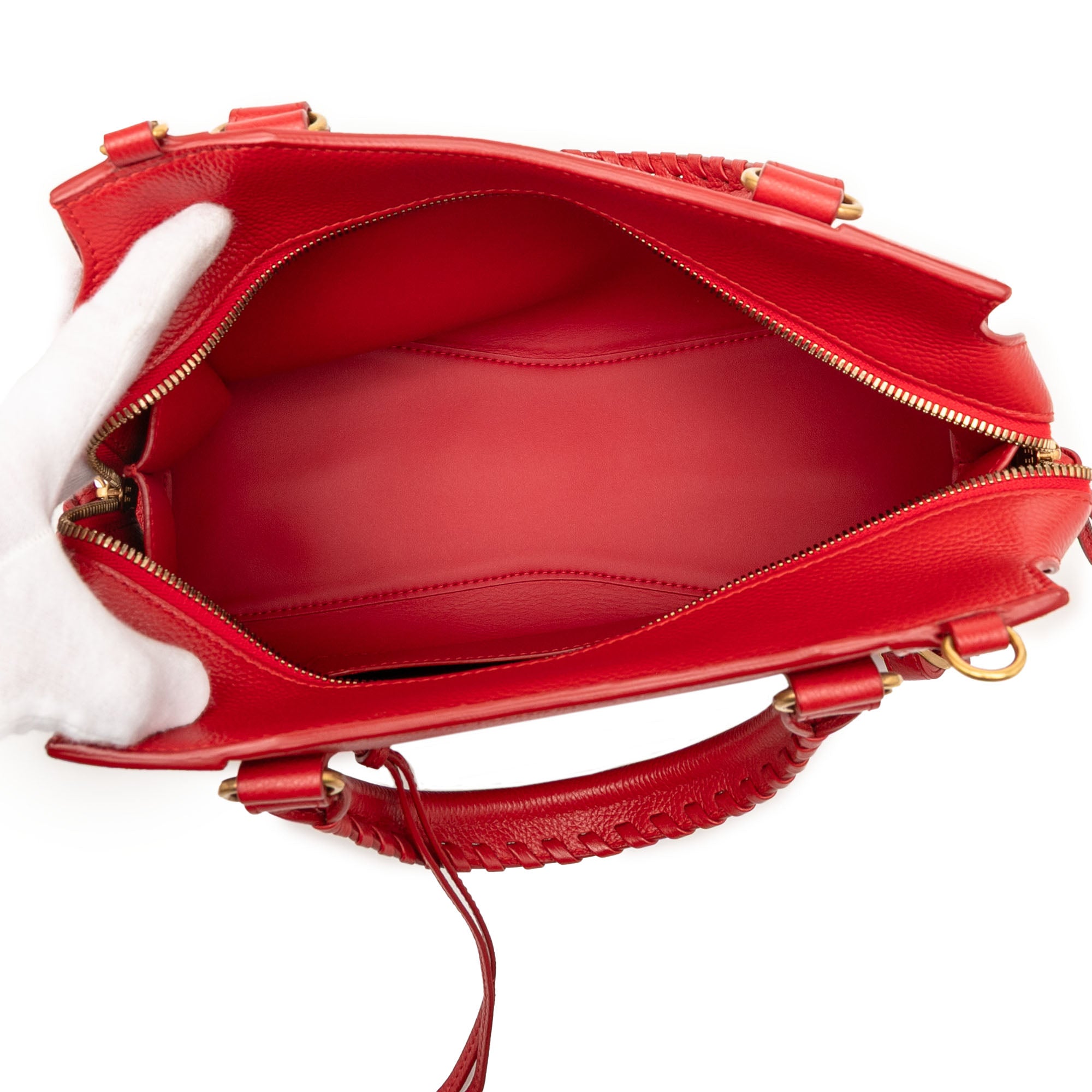 Small Grained Calfskin Motocross Neo Classic City Satchel