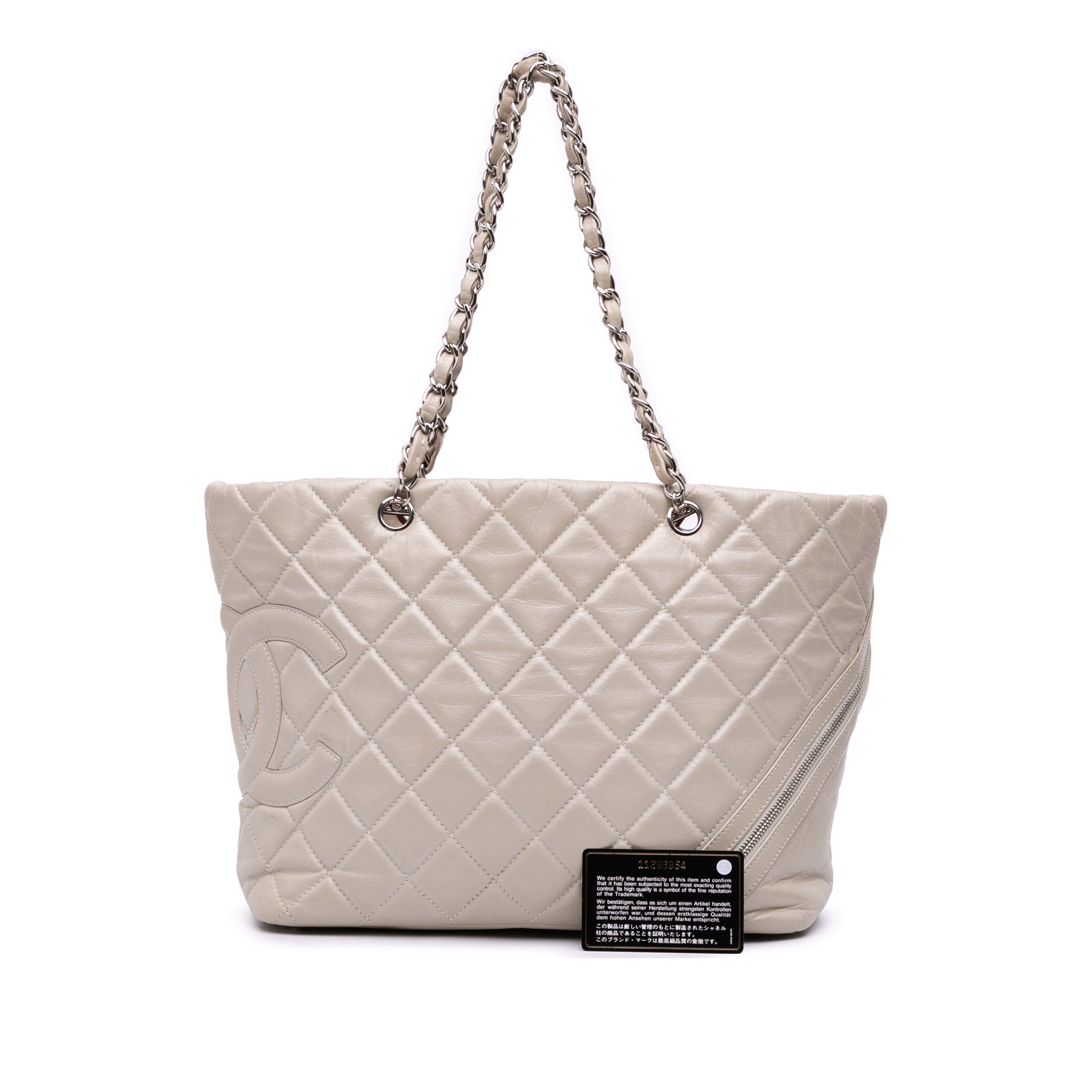 Large Quilted Aged Calfskin Cotton Club Tote