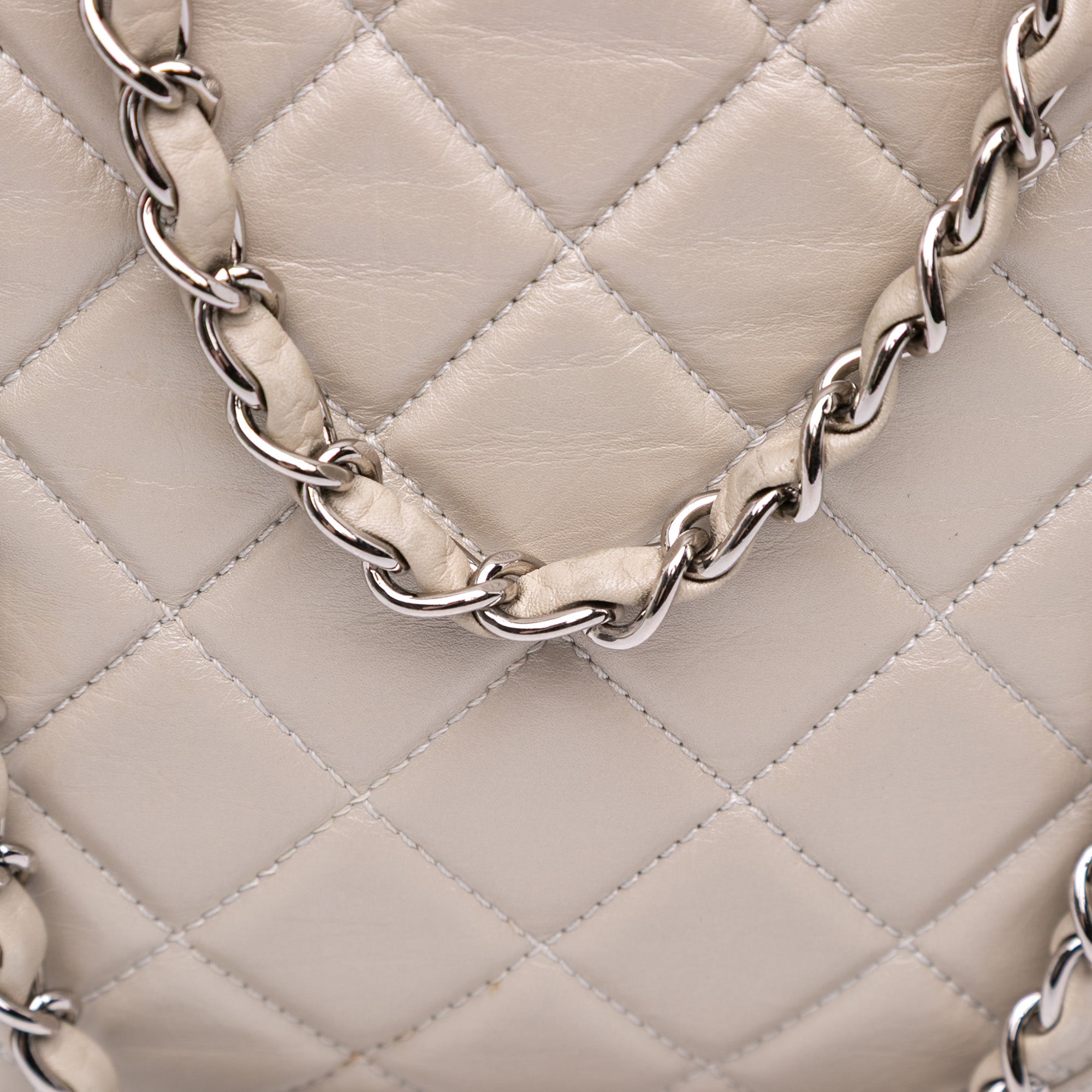 Large Quilted Aged Calfskin Cotton Club Tote