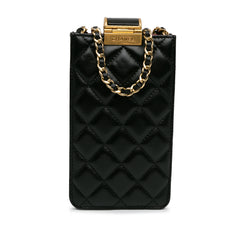 CC Quilted Lambskin Phone Holder with Chain