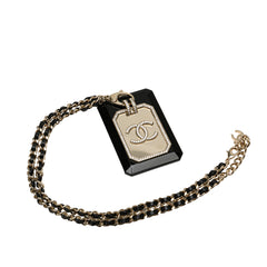 Rhinestone Embellished Resin and Leather Card Case Necklace_4