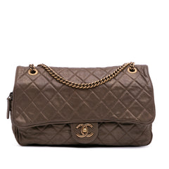 Large Quilted Iridescent Calfskin Shiva Flap