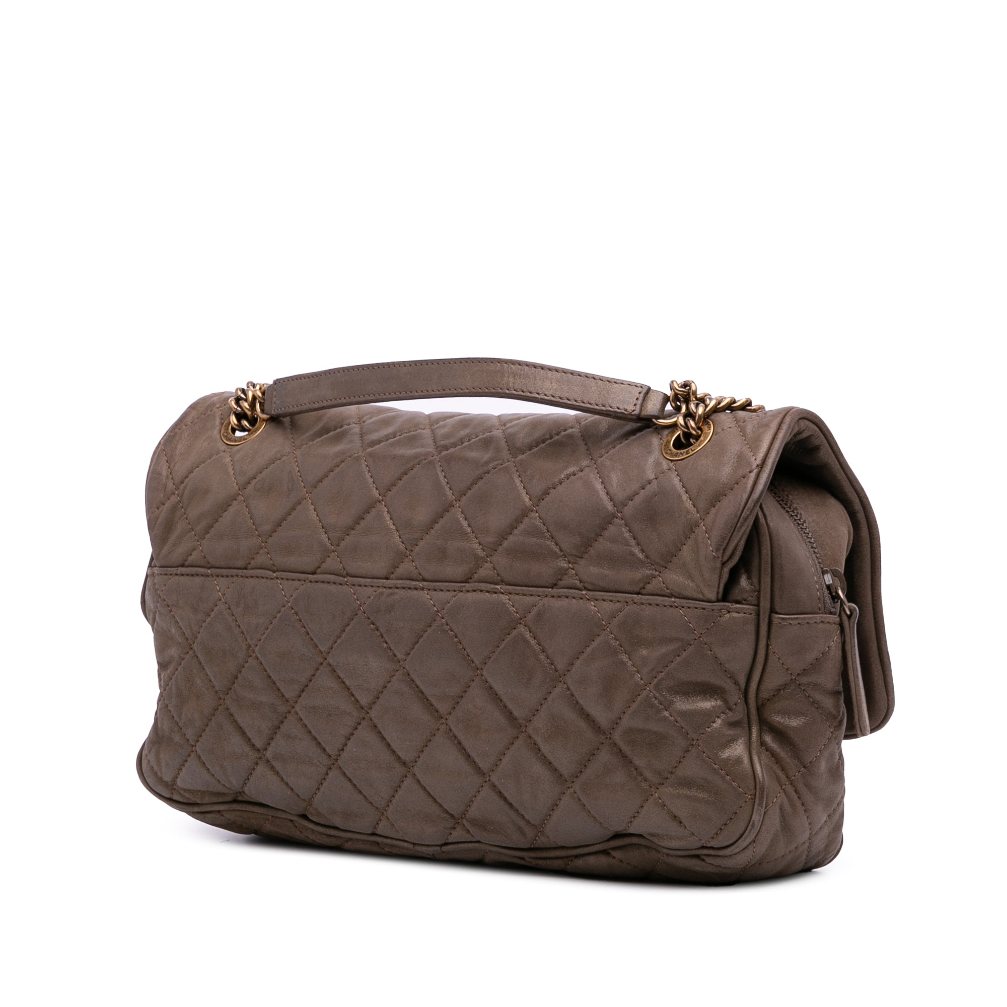 Large Quilted Iridescent Calfskin Shiva Flap