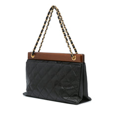 Quilted Caviar Wood Chain Shoulder Bag