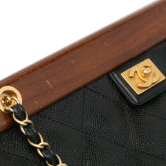 Quilted Caviar Wood Chain Shoulder Bag