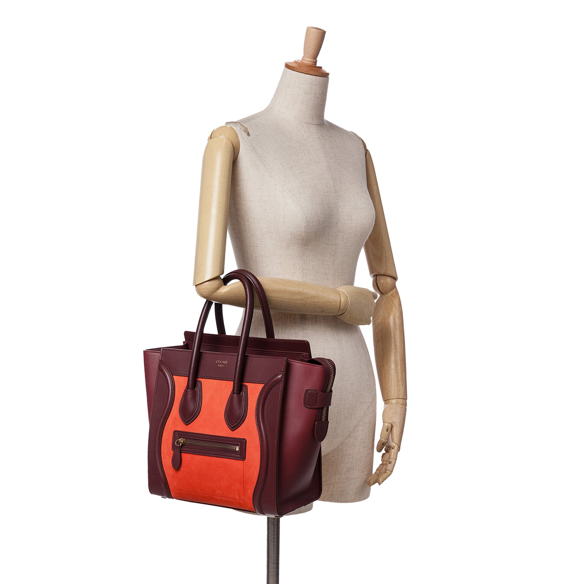 Micro Tricolor Nubuck and Calfskin Luggage Tote