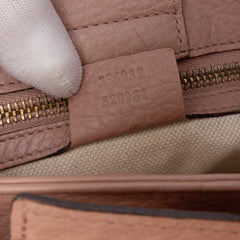 Small Calfskin Bamboo Shopper Satchel