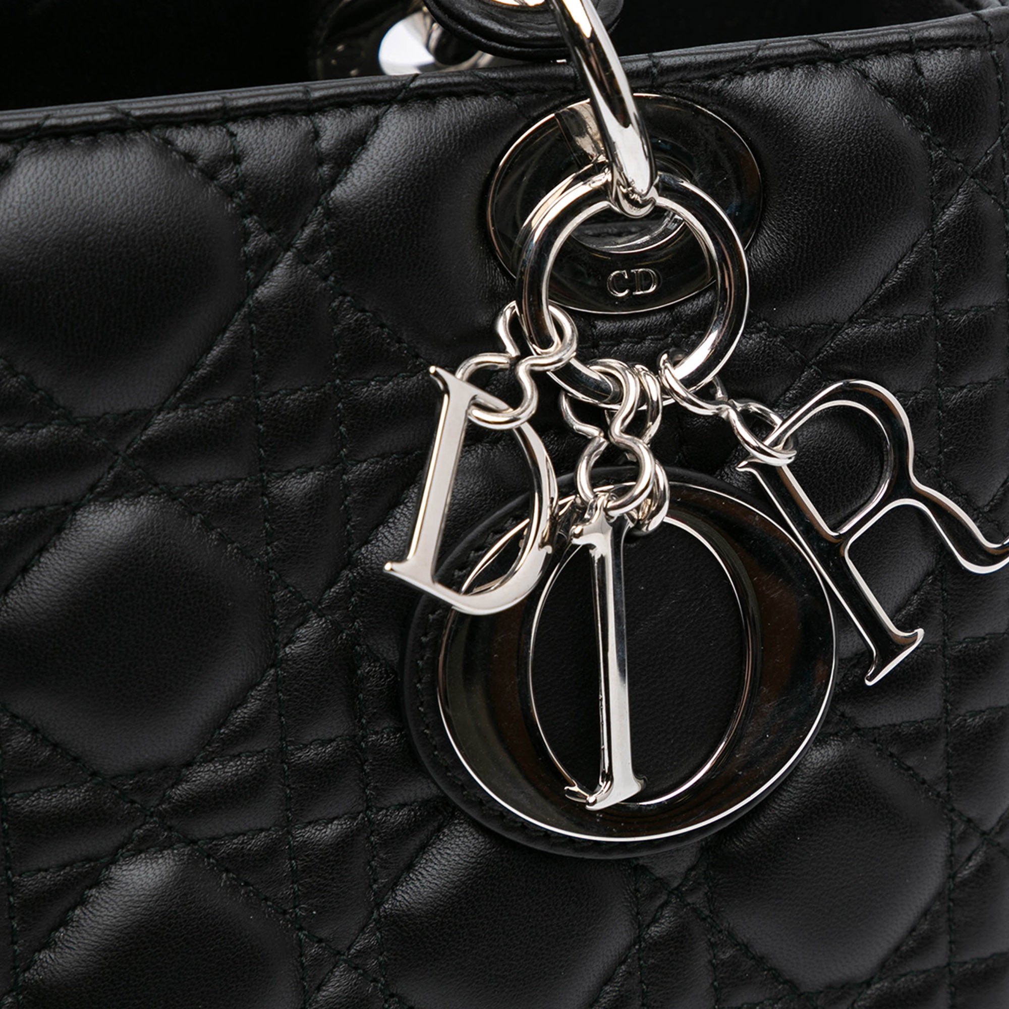 Medium Lambskin Cannage Crystal Strap Lady Dior