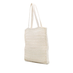 Raffia Effect Crochet Logo Embroidered Tote