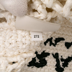 Raffia Effect Crochet Logo Embroidered Tote