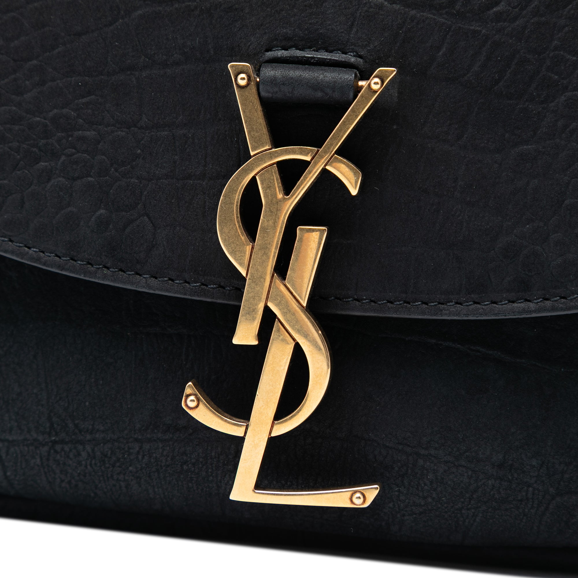 Medium Croc Embossed Nubuck Monogram Kaia Crossbody