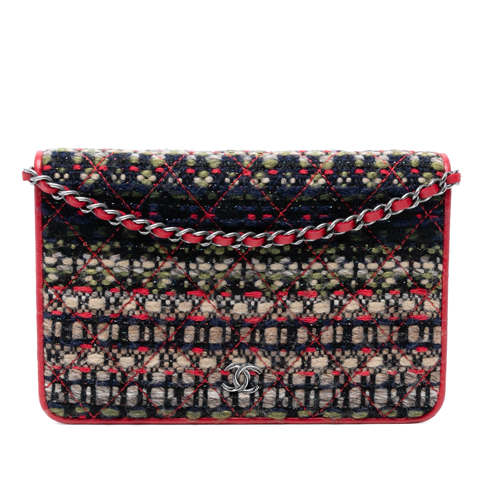 CC Quilted Tweed Wallet On Chain