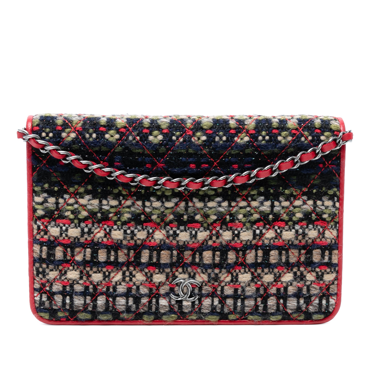 CC Quilted Tweed Wallet On Chain
