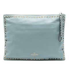 Large Leather Rockstud Clutch