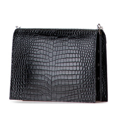Croc Embossed Leather Monogram Cassandra Clasp Bag