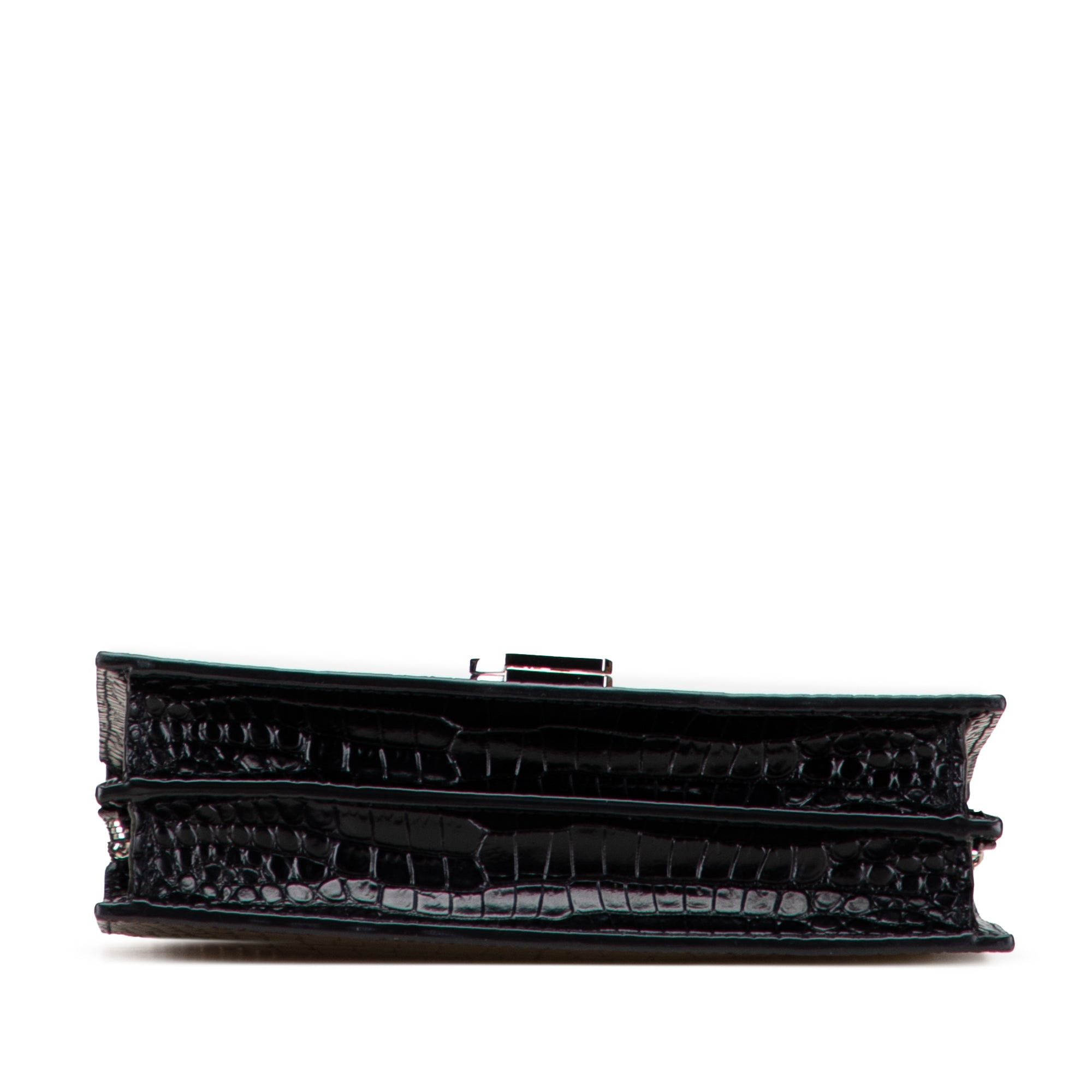 Croc Embossed Leather Monogram Cassandra Clasp Bag