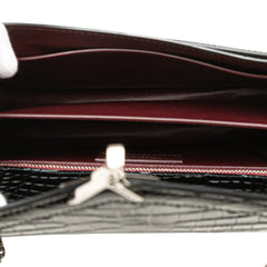 Croc Embossed Leather Monogram Cassandra Clasp Bag
