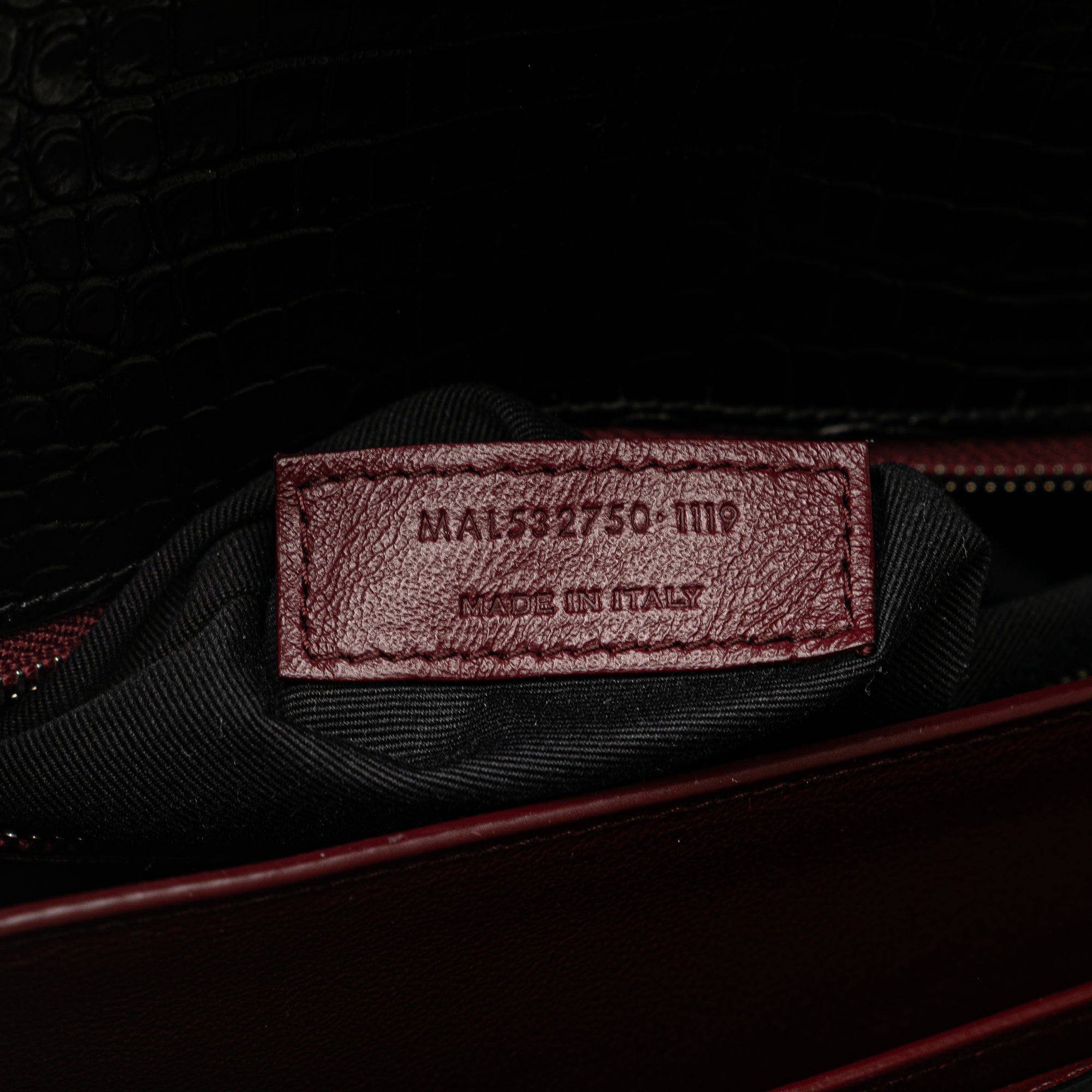 Croc Embossed Leather Monogram Cassandra Clasp Bag