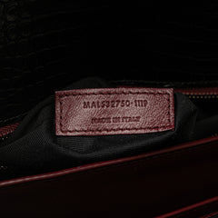 Croc Embossed Leather Monogram Cassandra Clasp Bag