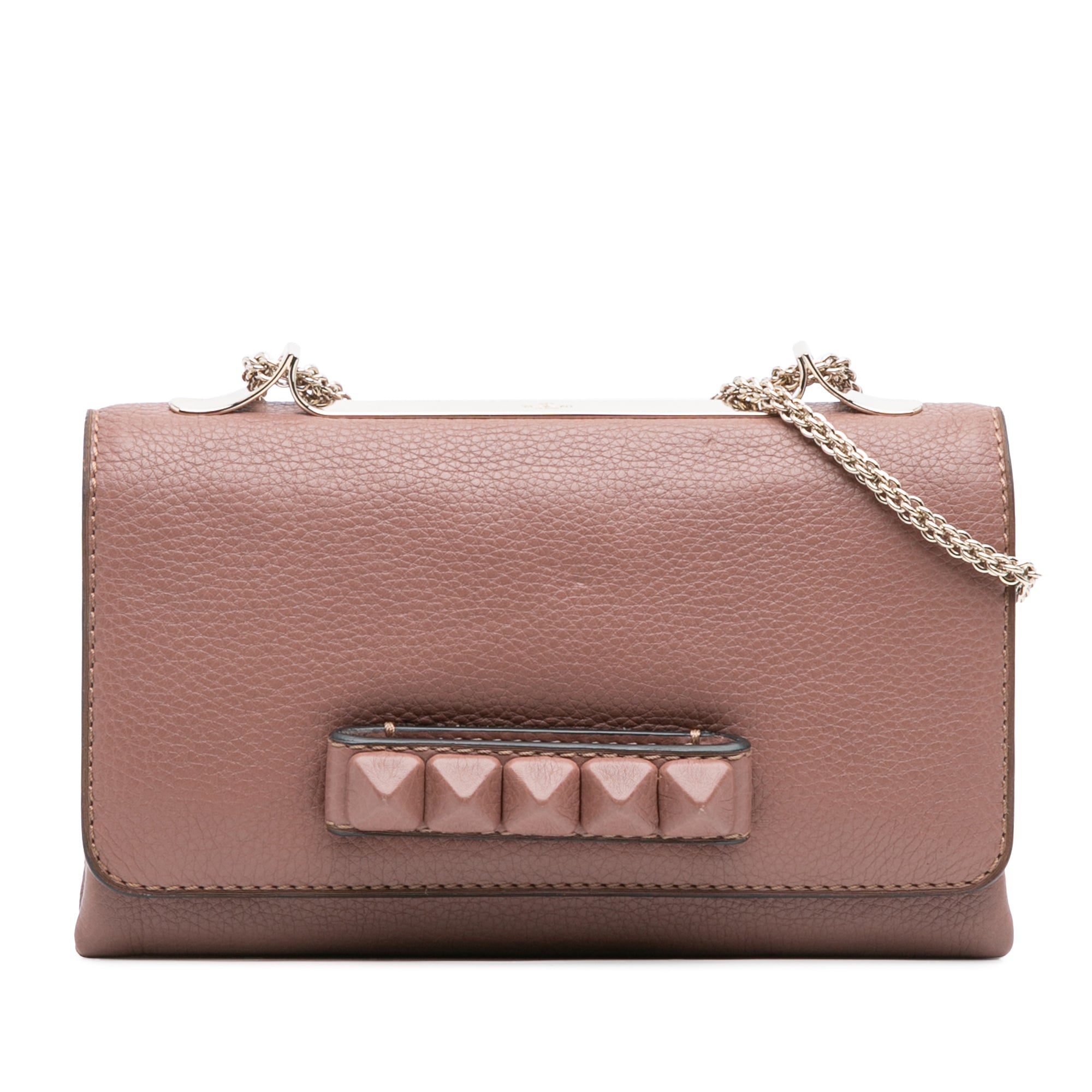 Leather Rockstud Va Va Voom Clutch on Chain